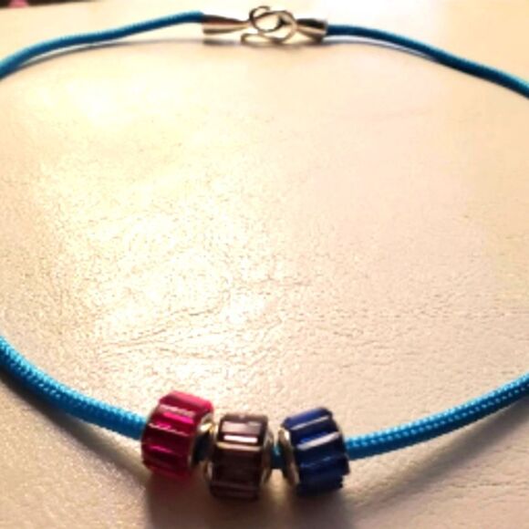 Lgbtq hand made  bi- pride necklace. Comes  with free gift during pride month. - Picture 1 of 2